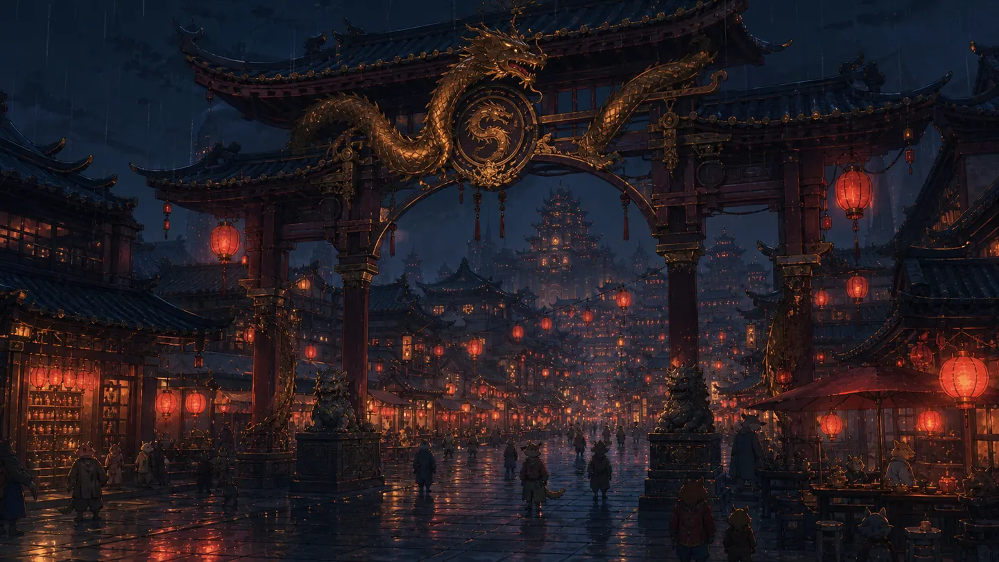 中華街と天龍門